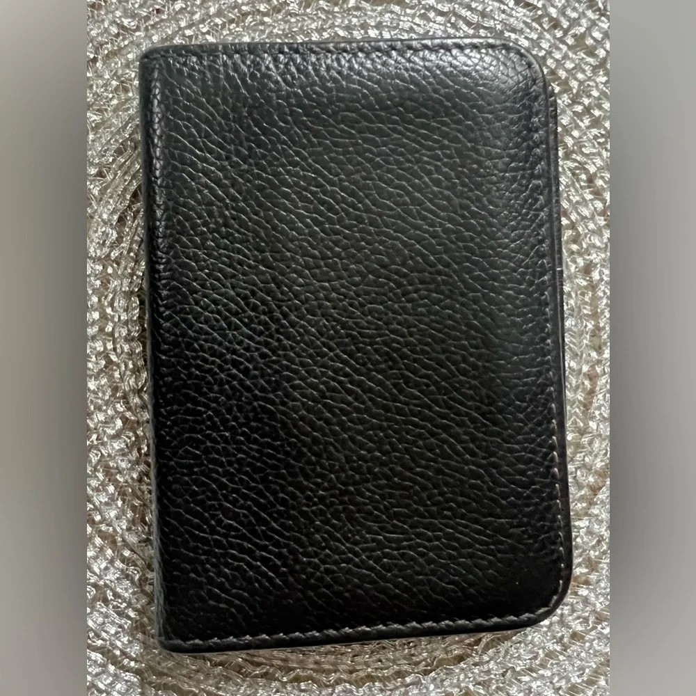 Vintage Dunhill Black Leather Unisex Card Case with Gold Accent